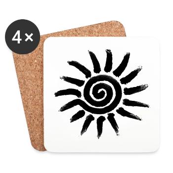 Stammes-Sonnensymbol - Untersetzer (4er-Set) - Weiß - Vorne
