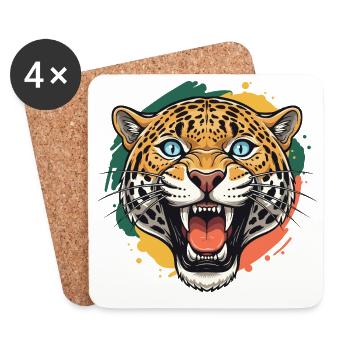Jaguar head in color splash style - Coasters (set of 4) - white - Front