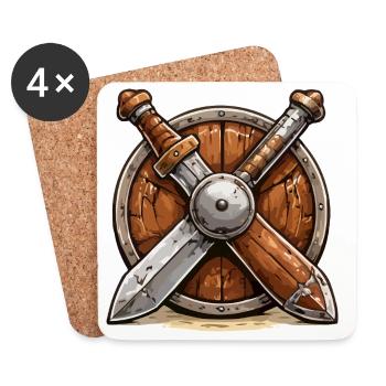 Bouclier et Épées Viking - Dessous de verre (lot de 4) - blanc - Devant