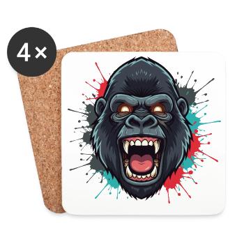 Ape Roar Farbexplosion - Untersetzer (4er-Set) - Weiß - Vorne