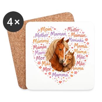 Pferde Mama Herz – Muttertag Geschenk Pferdeliebe - Untersetzer (4er-Set) - Weiß - Vorne