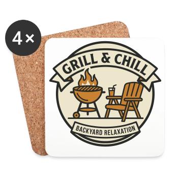 Grille et Détente Barbecue Boule Jardin - Dessous de verre (lot de 4) - blanc - Devant