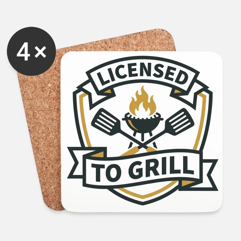 Grilllizenz: Der König des Barbecues - Untersetzer (4er-Set) - Weiß