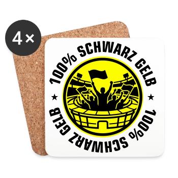 Schwarz Gelb Fans - Untersetzer (4er-Set) - Weiß - Vorne