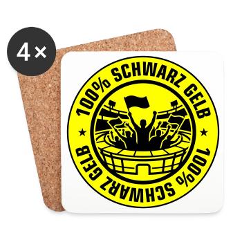 Schwarz Gelb Fans - Untersetzer (4er-Set) - Weiß - Vorne