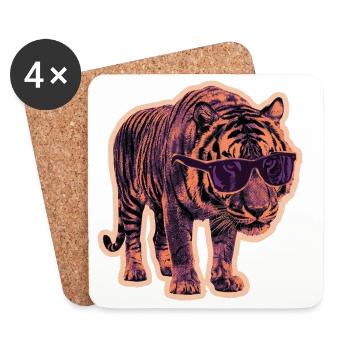 Risographie des lunettes de soleil Tiger - Dessous de verre (lot de 4) - blanc - Devant
