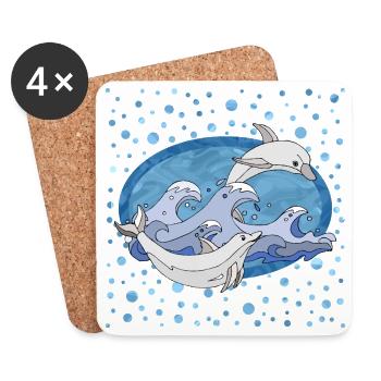 Dolphins - Coasters (set of 4) - white - Front