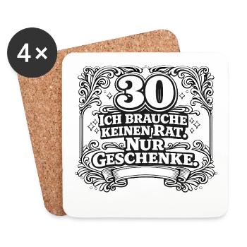 30: Kein Rat, nur Geschenke - Untersetzer (4er-Set) - Weiß - Vorne