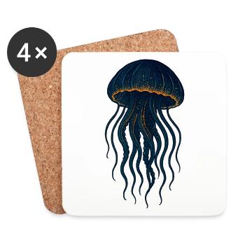 Glowing Jellyfish Deep Sea Light - Coasters (set of 4) - white - Front