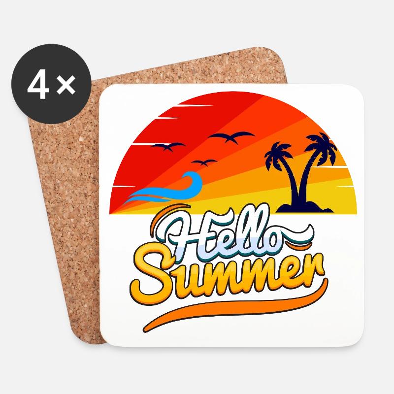 Hallo Sommer – Tropische Sonnenstrahlen - Untersetzer (4er-Set) - Weiß