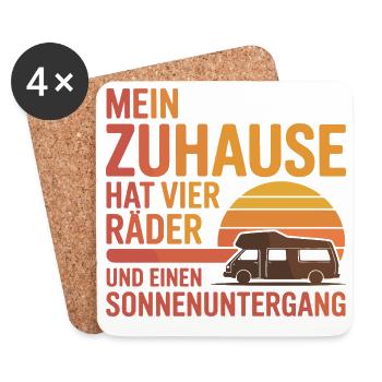  Mein Zuhause Hat Vier Räder Und Einen - Untersetzer (4er-Set) - Weiß - Vorne