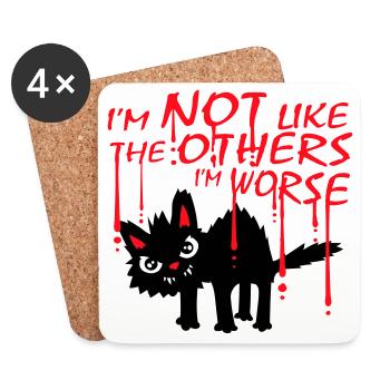 Black Cat I'm Not Like The Others I'm Worse - Coasters (set of 4) - white - Front