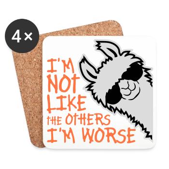 Lama Sunglasses Not Like The Others I'm Worse - Coasters (set of 4) - white - Front