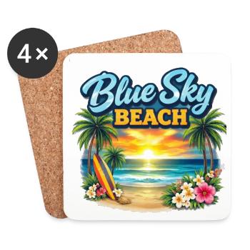 Blue Sky Beach Sunset - Coasters (set of 4) - white - Front