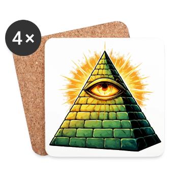 Illuminati Pyramid - Coasters (set of 4) - white - Front
