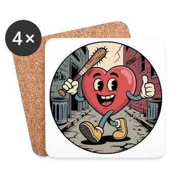 Heart Hero Alley Beatdown - Coasters (set of 4) - white - Front