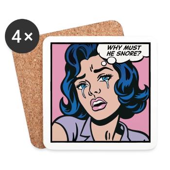 Pourquoi doit-il ronfler ? - Dessous de verre (lot de 4) - blanc - Devant