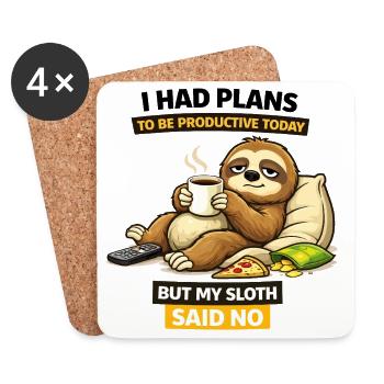 Productive Sloth Coffee Break - Coasters (set of 4) - white - Front