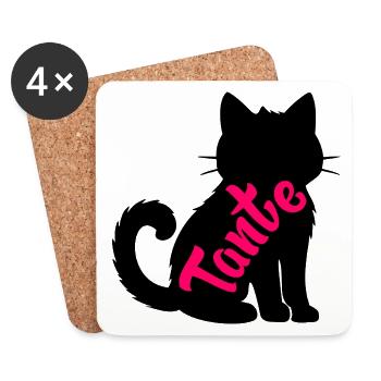 Tante Chat - Dessous de verre (lot de 4) - blanc - Devant