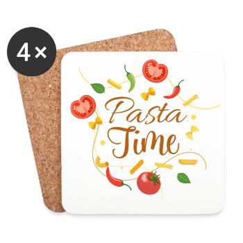 Temps des pâtes – Drôle de cuisine italienne et d’amateurs de pâtes Desi - Dessous de verre (lot de 4) - blanc - Devant