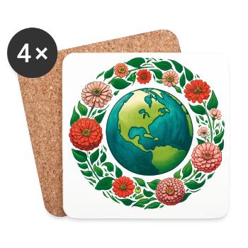 Anneau de la Terre en Fleurs - Dessous de verre (lot de 4) - blanc - Devant