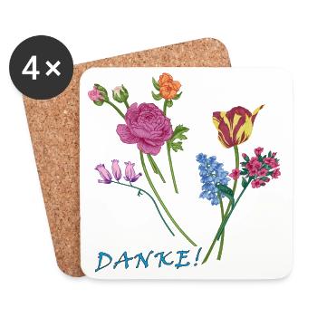 Danke mit einem Blumenstrauß  - Untersetzer (4er-Set) - Weiß - Vorne