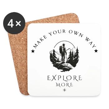 Explore More – Make Your Own Way Hiking Adventure - Coasters (set of 4) - white - Front