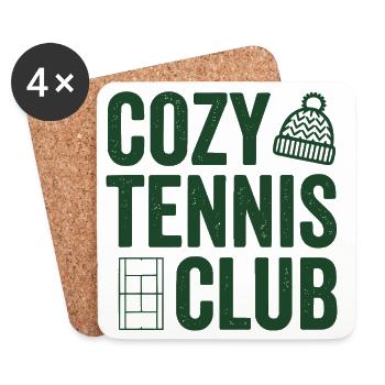 Club de tennis chaleureux, tasse de fan de tennis stylée - Dessous de verre (lot de 4) - blanc - Devant