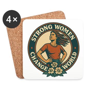 Strong women change the world - Coasters (set of 4) - white - Front