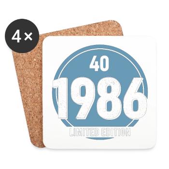 40e Anniversaire Homme Femme 40 Ans 1986 Cadeau  - Dessous de verre (lot de 4) - blanc - Devant