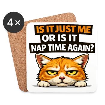 Nap Time Cat Meme - Coasters (set of 4) - white - Front