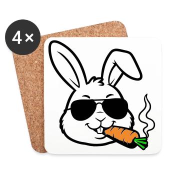 Hase Brille Karotte Comic - Untersetzer (4er-Set) - Weiß - Vorne