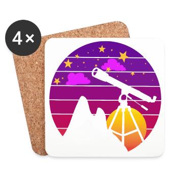 Retro Astronomy Telescope Sunset - Coasters (set of 4) - white - Front