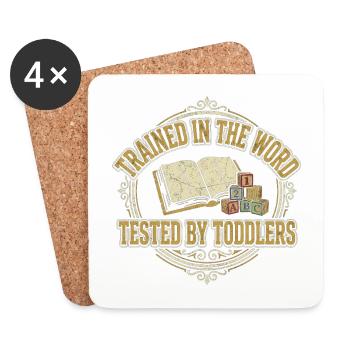 Trained In The Word Tested By Toddlers Christliche - Untersetzer (4er-Set) - Weiß - Vorne