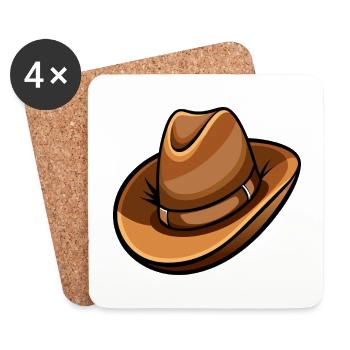 Chapeau de cow-boy - Dessous de verre (lot de 4) - blanc - Devant