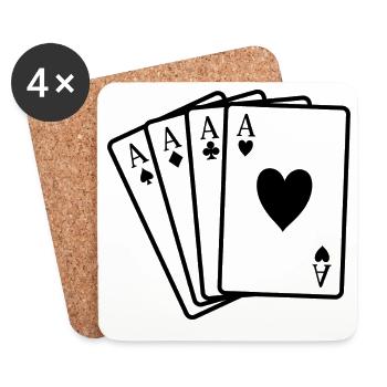 Cartes de poker - Dessous de verre (lot de 4) - blanc - Devant