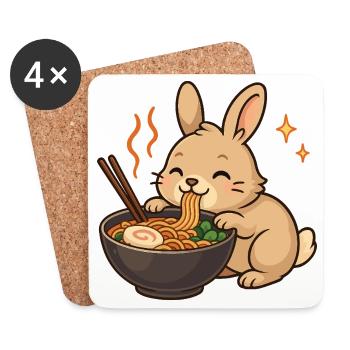 Hase mit Nudeln Ramen kawaii Hase - Untersetzer (4er-Set) - Weiß - Vorne