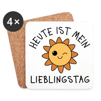 Heute ist mein Lieblingstag – Sonne Gute Laune - Untersetzer (4er-Set) - Weiß - Vorne
