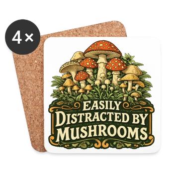 Facilement distrait par les champignons - Dessous de verre (lot de 4) - blanc - Devant