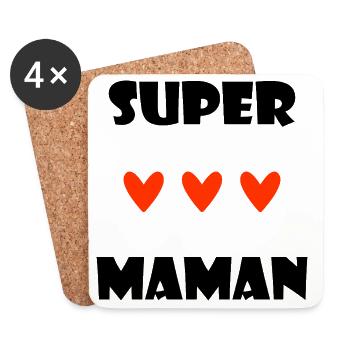 SUPER MAMAN. FÊTE DES MÈRES. COEUR. FÊTE - Dessous de verre (lot de 4) - blanc - Devant