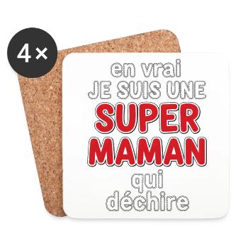Super Maman qui déchire - Dessous de verre (lot de 4) - blanc - Devant