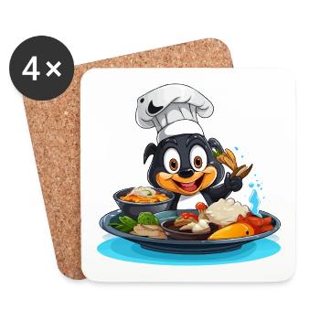 Cooking Dog Chef Cartoon - Coasters (set of 4) - white - Front