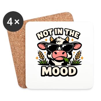 Not in the Mood – Coole Kuh mit Sonnenbrille - Untersetzer (4er-Set) - Weiß - Vorne