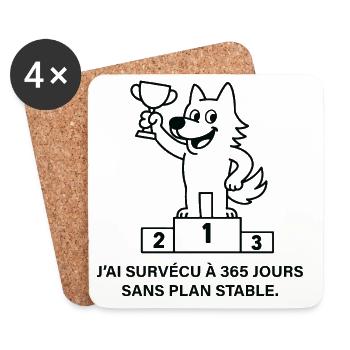 Loup vainqueur sans plan stable - Dessous de verre (lot de 4) - blanc - Devant