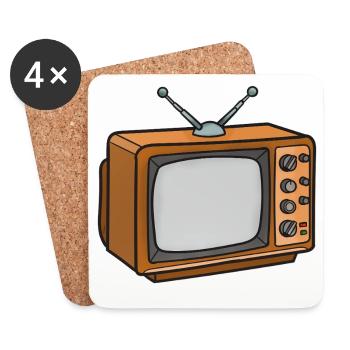 Dessin animé rétro pour la télévision - Dessous de verre (lot de 4) - blanc - Devant