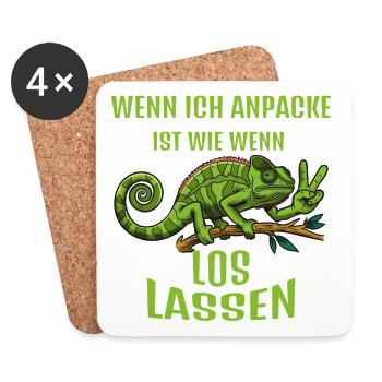 Wenn Ich Anpacke ist wie wenn zwei los lassen... - Untersetzer (4er-Set) - Weiß - Vorne