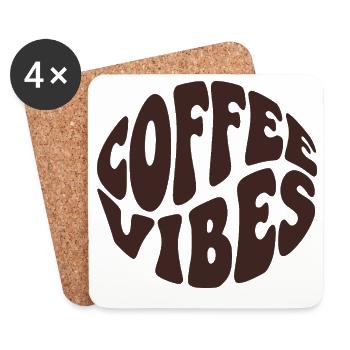 Coffee Vibes - Retro Groovy 70s Aesthetic - Coasters (set of 4) - white - Front
