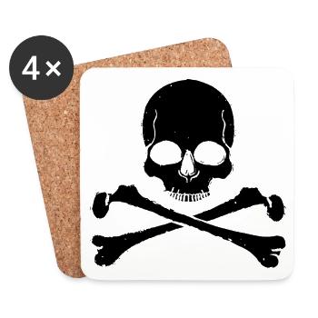 Skull Crossbones Pirate Rocker Look - Coasters (set of 4) - white - Front