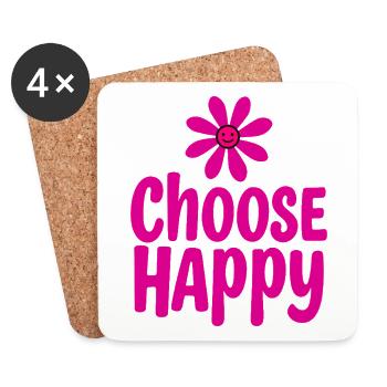 Choose Happy Smiling Flower Positivity - Coasters (set of 4) - white - Front