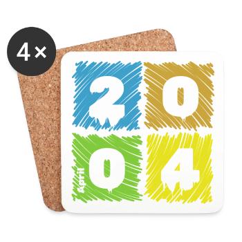 22. Écussons de Farbige du Geburtstag depuis 04/2004 - Dessous de verre (lot de 4) - blanc - Devant